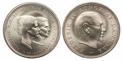 Danske officielle sølvmønter - 10 kr. 1972 Tronskifte