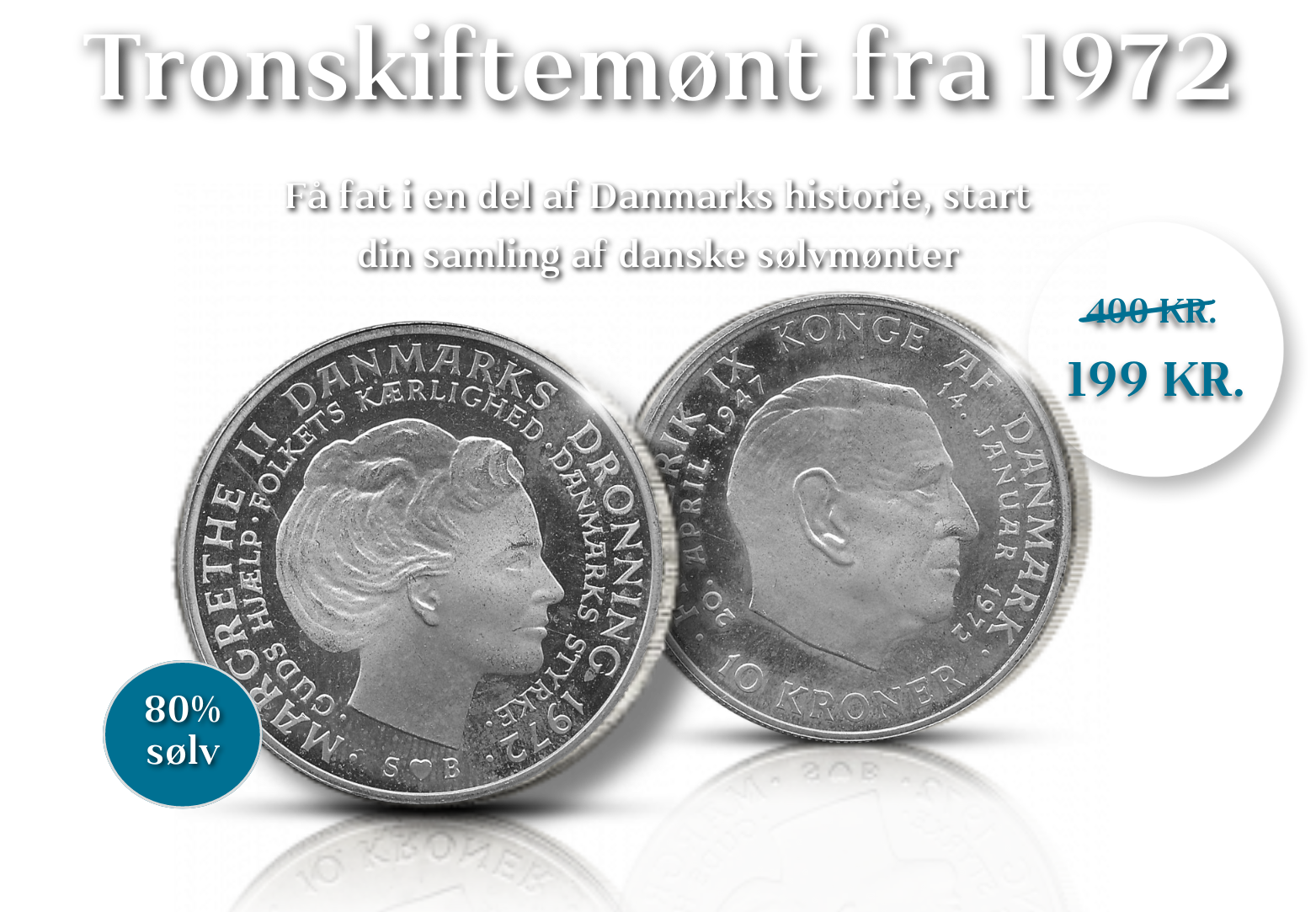 Officiel dansk 10 kr. fra 1972 - Tronskifte