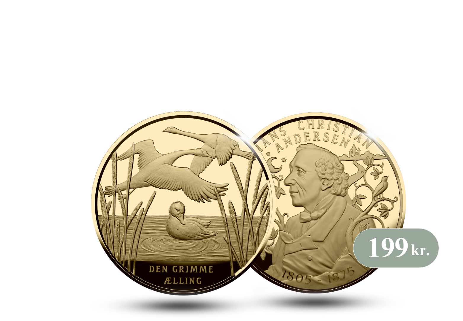 Vi hylder H.C. Andersen med en eksklusiv forgyldt "Den grimme ælling" medalje mp