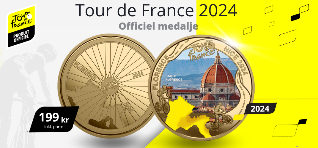 Tour de France 2024 - forgyldt Florence medalje med 24 karat guld