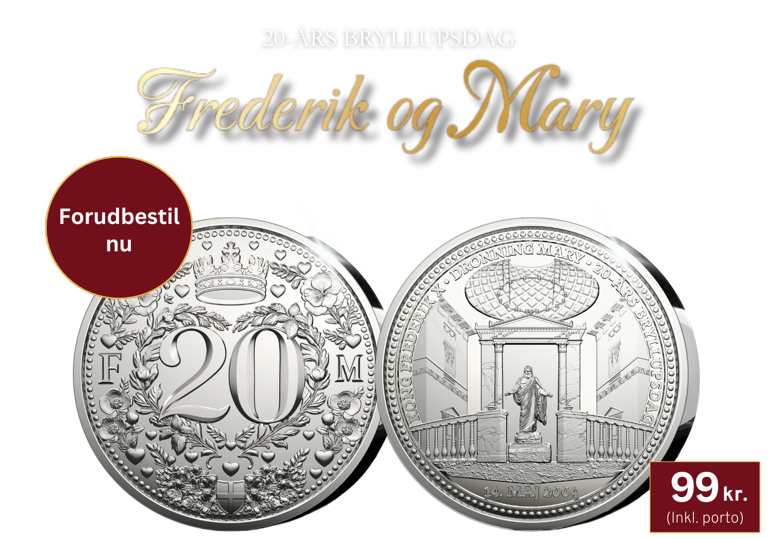 Eksklusiv bryllupsmedalje til kun 99 kr. 