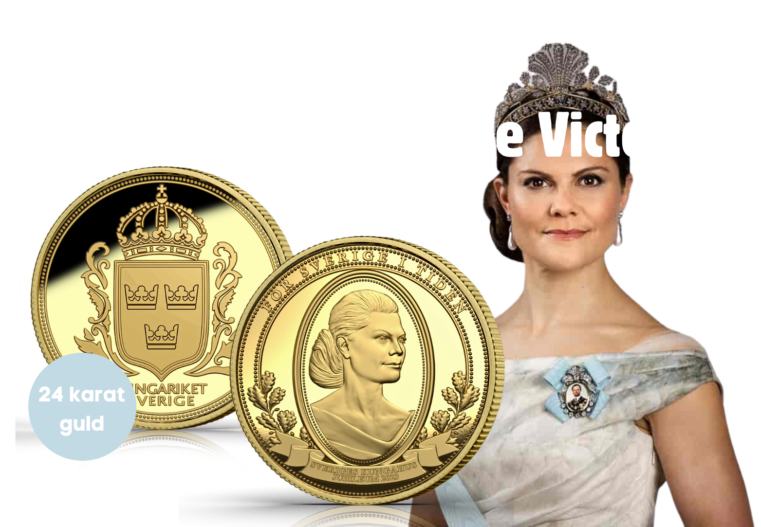 Eksklusiv guldbelagt medalje med Kronprinsesse Victoria