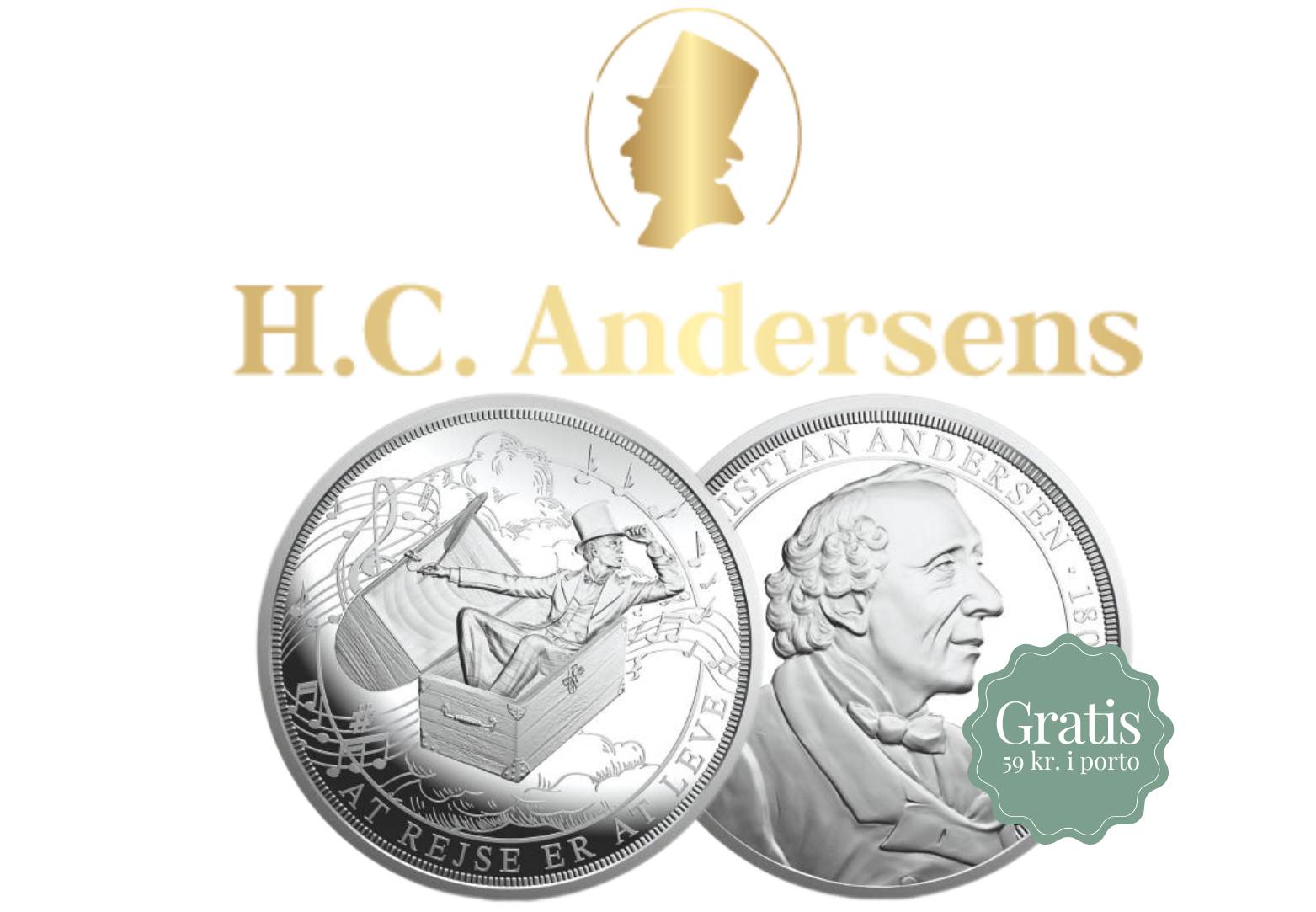 Eksklusiv medalje med portræt af H.C. Andersen 1805-1875