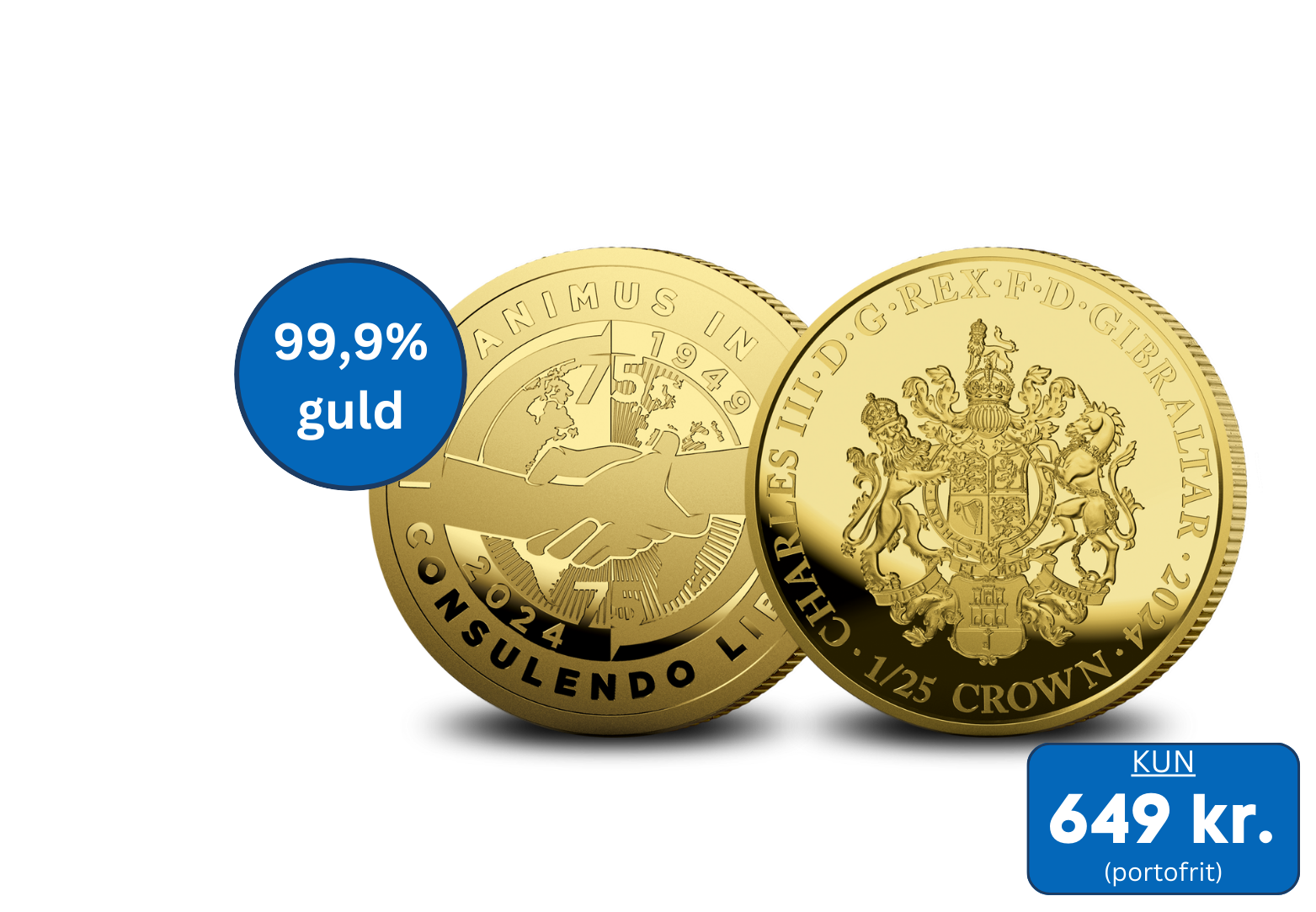 Officiel smuk guldmønt der hylder 75-året for Nato